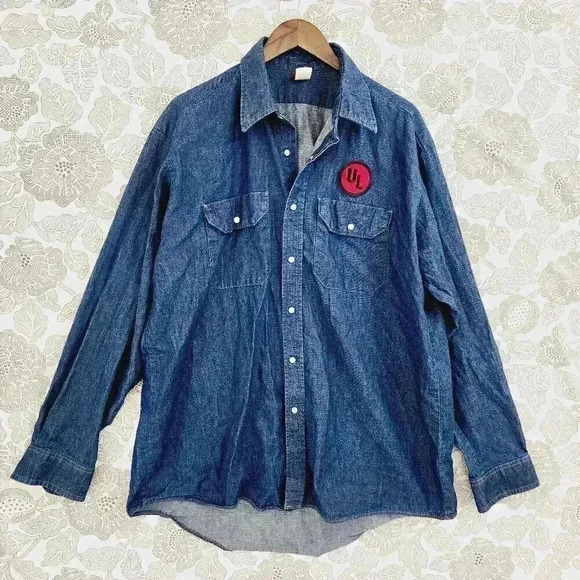 Vintage Big Ben Pearl Snap Button Chambray Men's Button down Shirt XL 1846 - Picture 1 of 9